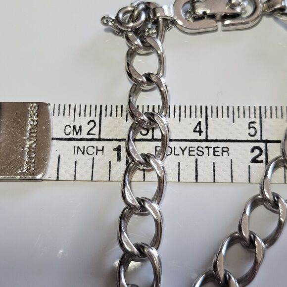 **FinalSale** Vintage "Monet" Silver Tone Textured Chain Double Link Bracelet 7" - Picture 9 of 13